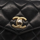 CHANEL Matelasse Waist Bag Lamb Skin Black Gold CC Auth bs29844-17