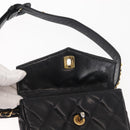 CHANEL Matelasse Waist Bag Lamb Skin Black Gold CC Auth bs29844-18