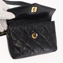CHANEL Matelasse Waist Bag Lamb Skin Black Gold CC Auth bs29844-10