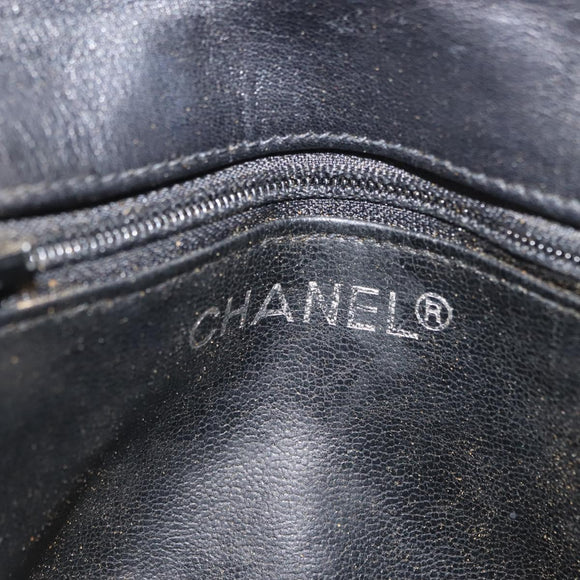 CHANEL Matelasse Waist Bag Lamb Skin Black Gold CC Auth bs29844