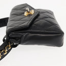 CHANEL Matelasse Waist Bag Lamb Skin Black Gold CC Auth bs29844-4