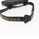 CHANEL Matelasse Waist Bag Lamb Skin Black Gold CC Auth bs29844-7