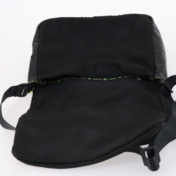 CHANEL Sports Shoulder Bag Nylon Black CC Auth bs29848