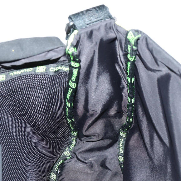 CHANEL Sports Shoulder Bag Nylon Black CC Auth bs29848