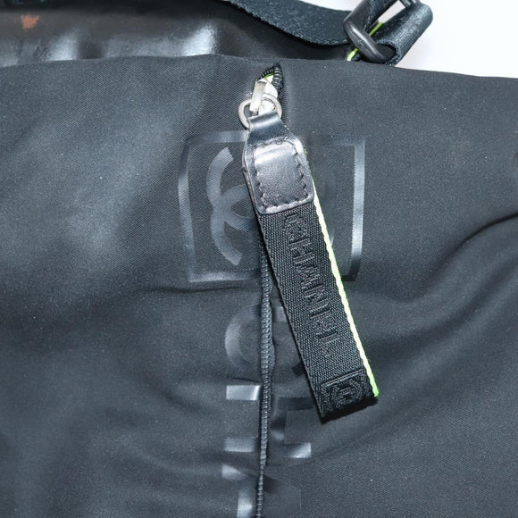 CHANEL Sports Shoulder Bag Nylon Black CC Auth bs29848