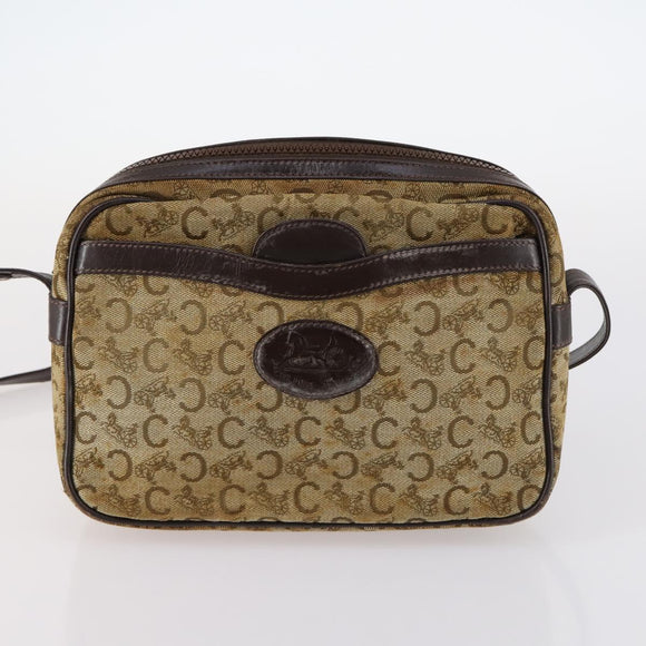 CELINE C Macadam Canvas Shoulder Bag Enamel 3 Set Brown Black beige Auth bs29851