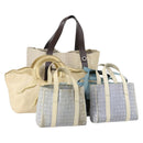 BVLGARI Hand Bag Canvas Enamel 5 Set Green Beige gold Auth bs29854-1