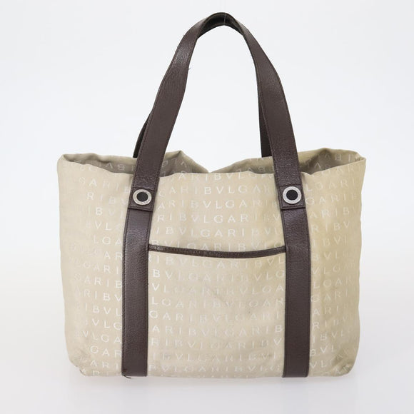 BVLGARI Hand Bag Canvas Enamel 5 Set Green Beige gold Auth bs29854