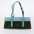 BVLGARI Hand Bag Canvas Enamel 5 Set Green Beige gold Auth bs29854-23