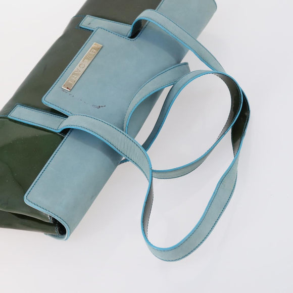 BVLGARI Hand Bag Canvas Enamel 5 Set Green Beige gold Auth bs29854