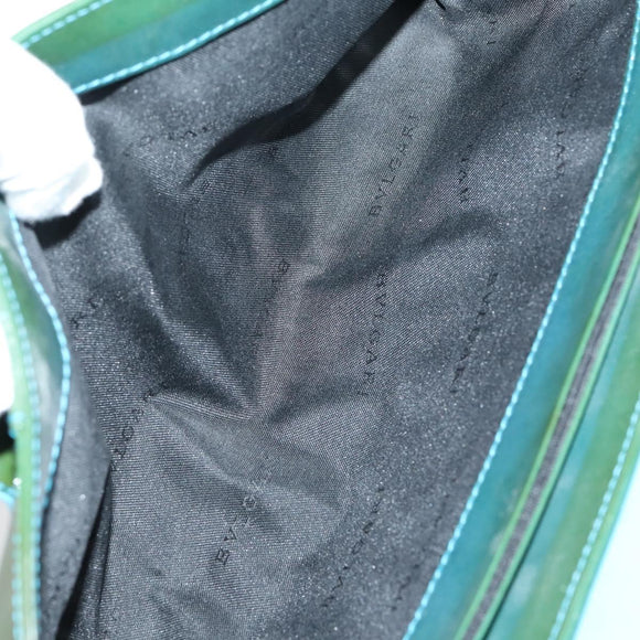 BVLGARI Hand Bag Canvas Enamel 5 Set Green Beige gold Auth bs29854