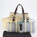 BVLGARI Hand Bag Canvas Enamel 5 Set Green Beige gold Auth bs29854-27