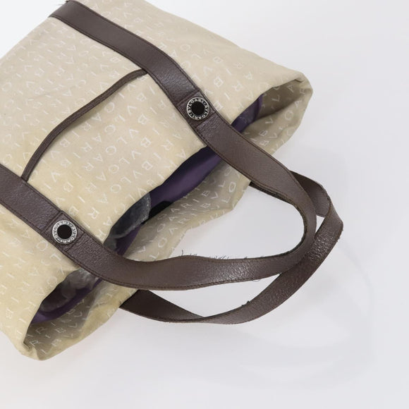 BVLGARI Hand Bag Canvas Enamel 5 Set Green Beige gold Auth bs29854