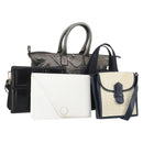 SAINT LAURENT Hand Bag Leather nylon 5 Set Silver Black Ivory Auth bs29856-1