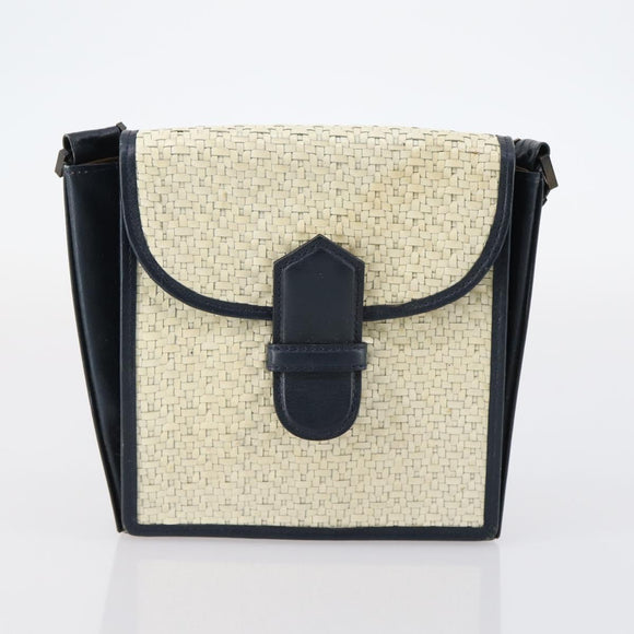 SAINT LAURENT Hand Bag Leather nylon 5 Set Silver Black Ivory Auth bs29856