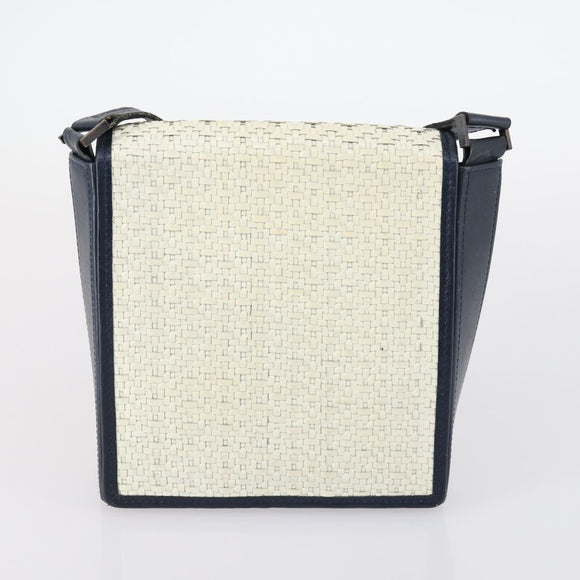 SAINT LAURENT Hand Bag Leather nylon 5 Set Silver Black Ivory Auth bs29856