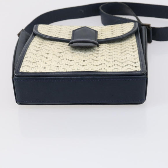 SAINT LAURENT Hand Bag Leather nylon 5 Set Silver Black Ivory Auth bs29856