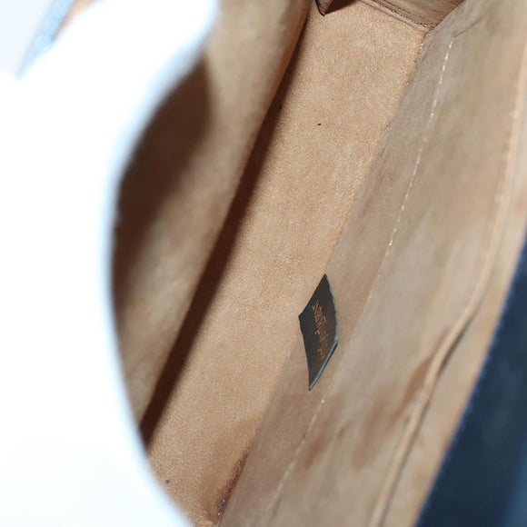 SAINT LAURENT Hand Bag Leather nylon 5 Set Silver Black Ivory Auth bs29856