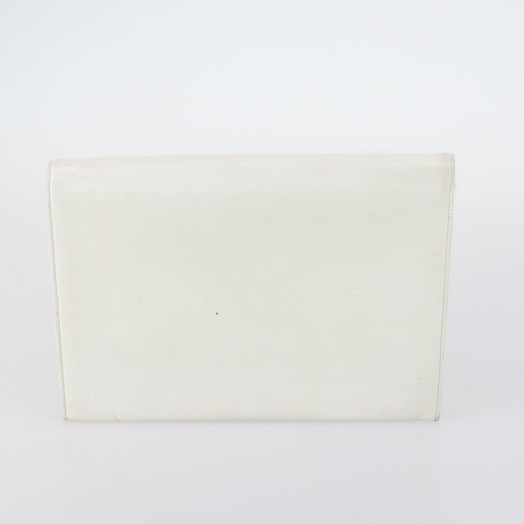 SAINT LAURENT Hand Bag Leather nylon 5 Set Silver Black Ivory Auth bs29856