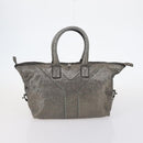 SAINT LAURENT Hand Bag Leather nylon 5 Set Silver Black Ivory Auth bs29856-2