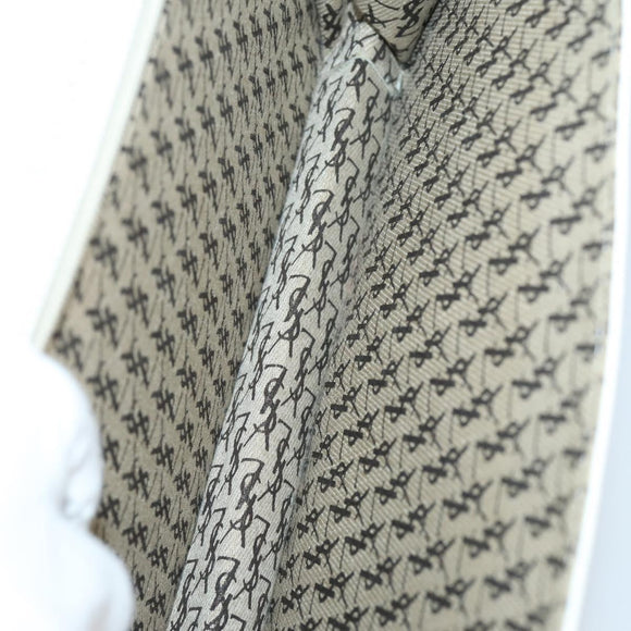 SAINT LAURENT Hand Bag Leather nylon 5 Set Silver Black Ivory Auth bs29856