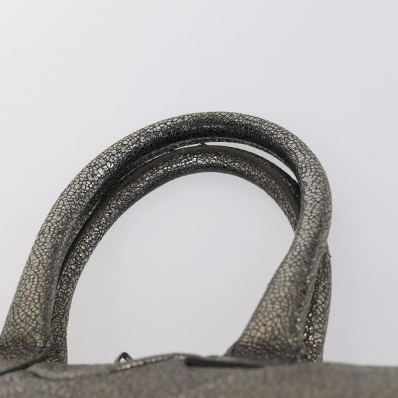 SAINT LAURENT Hand Bag Leather nylon 5 Set Silver Black Ivory Auth bs29856