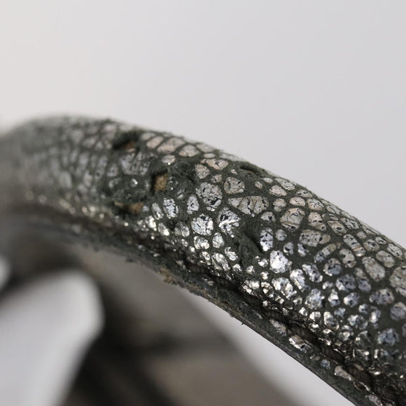 SAINT LAURENT Hand Bag Leather nylon 5 Set Silver Black Ivory Auth bs29856