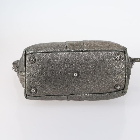 SAINT LAURENT Hand Bag Leather nylon 5 Set Silver Black Ivory Auth bs29856