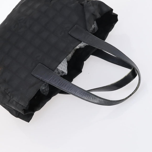 CHANEL Hand Bag Leather Nylon 5 Set Black Navy CC Auth bs29857