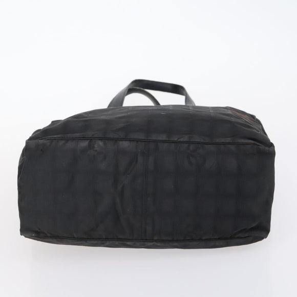 CHANEL Hand Bag Leather Nylon 5 Set Black Navy CC Auth bs29857