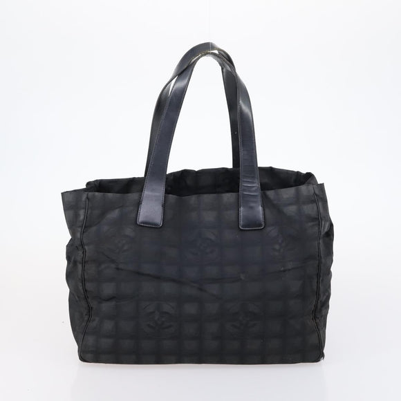 CHANEL Hand Bag Leather Nylon 5 Set Black Navy CC Auth bs29857