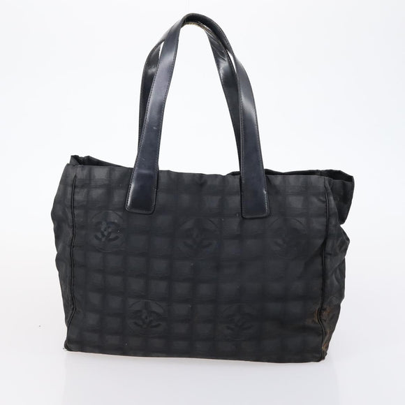 CHANEL Hand Bag Leather Nylon 5 Set Black Navy CC Auth bs29857