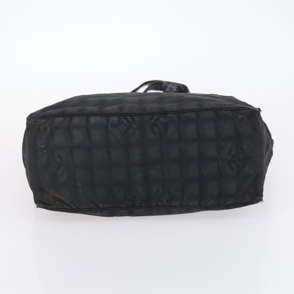 CHANEL Hand Bag Leather Nylon 5 Set Black Navy CC Auth bs29857