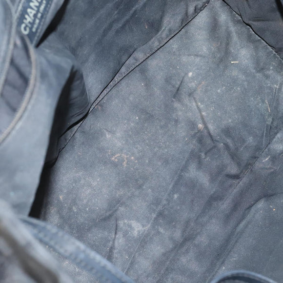 CHANEL Hand Bag Leather Nylon 5 Set Black Navy CC Auth bs29857