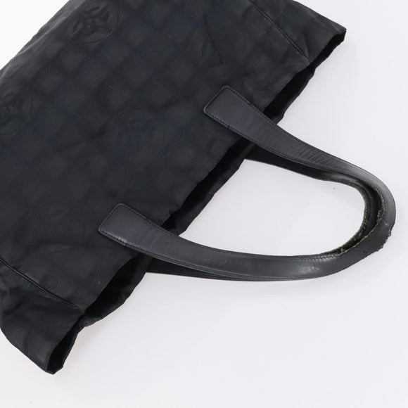 CHANEL Hand Bag Leather Nylon 5 Set Black Navy CC Auth bs29857