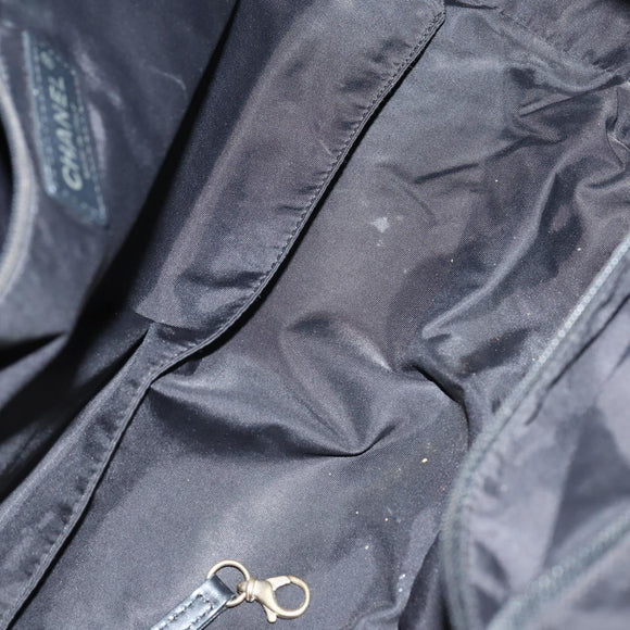 CHANEL Hand Bag Leather Nylon 5 Set Black Navy CC Auth bs29857