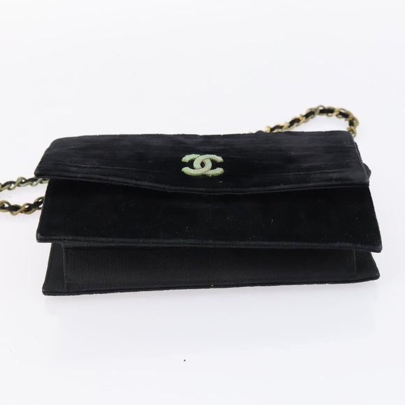 CHANEL Hand Bag Leather Nylon 5 Set Black Navy CC Auth bs29857