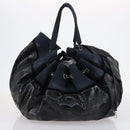 CHANEL Hand Bag Leather Nylon 5 Set Black Navy CC Auth bs29857-3