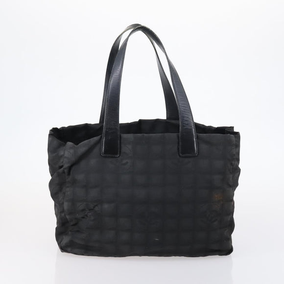 CHANEL Hand Bag Leather Nylon 5 Set Black Navy CC Auth bs29857