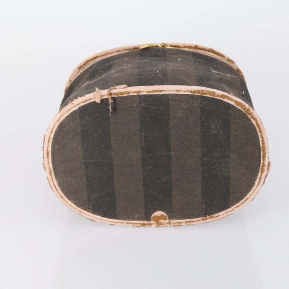 FENDI Zucchino Pecan Bag Canvas Coated Canvas 4 Set Black Brown Auth bs29858