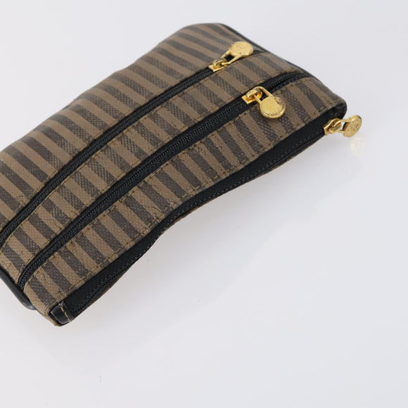 FENDI Zucchino Pecan Bag Canvas Coated Canvas 4 Set Black Brown Auth bs29858