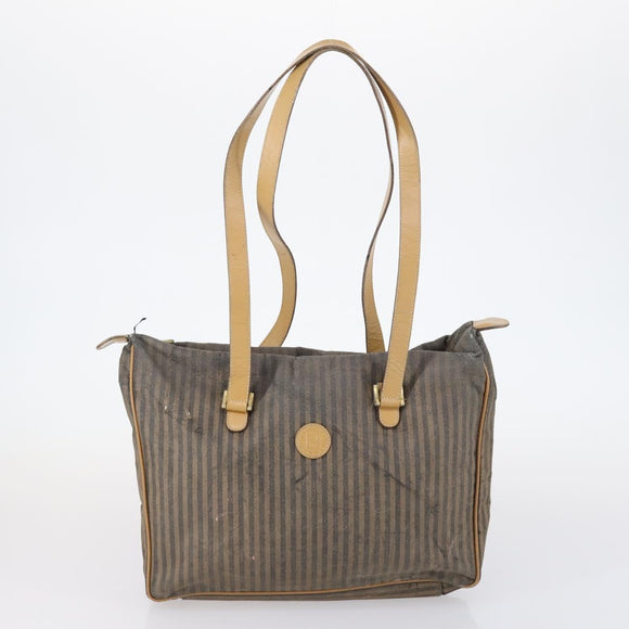 FENDI Zucchino Pecan Bag Canvas Coated Canvas 4 Set Black Brown Auth bs29858