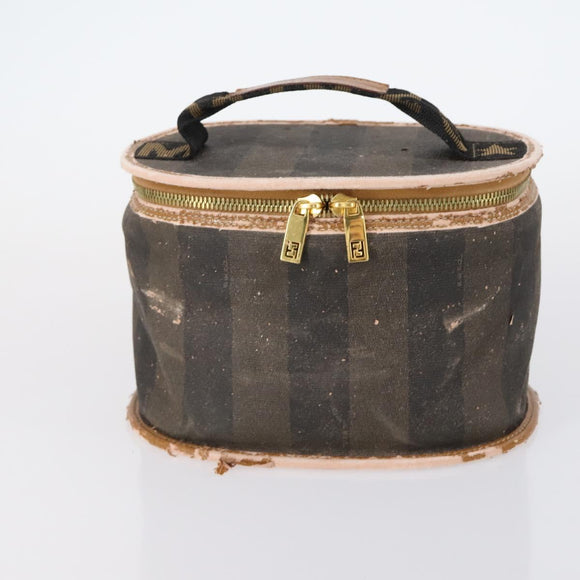 FENDI Zucchino Pecan Bag Canvas Coated Canvas 4 Set Black Brown Auth bs29858