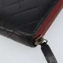 CHANEL Matelasse Wallet Leather Black Silver CC Auth bs29859-10