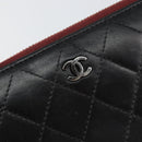 CHANEL Matelasse Wallet Leather Black Silver CC Auth bs29859-13