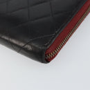 CHANEL Matelasse Wallet Leather Black Silver CC Auth bs29859-8