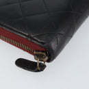 CHANEL Matelasse Wallet Leather Black Silver CC Auth bs29859-9