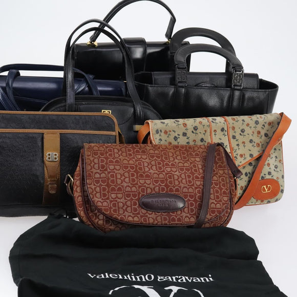 BALENCIAGA VALENTINO GIVENCHY Bag Leather Canvas 7 Set Brown Black Auth bs29863