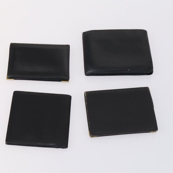 Dunhill Clutch Bag Leather 10 Set Black Navy Auth bs29865