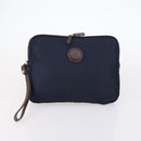 Dunhill Clutch Bag Leather 10 Set Black Navy Auth bs29865-2